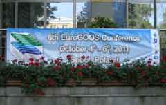 Welcome sign announcing the 6th Global Ocean Observing System (GOOS) Regional Alliance (RA) Forum and the European Global Ocean Observing System (EuroGOOS)