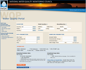 Water Quality Portal Screenshot