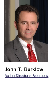 An image of John T. Burklow the Acting Director for the Office of the Community Liaison. This image also serves as a link to John T. Burklow's biography page.