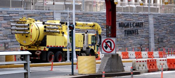 Support vehicle at the mouth of the Carey (Brooklyn-Battery) Tunnel