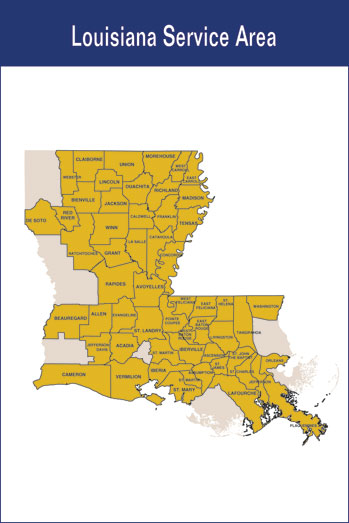 Louisiana Service Area State Map