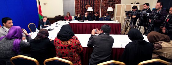 Assistant Secretary for Democracy, Human Rights, and Labor, Michael H. Posner at a roundtable discussion with Afghan journalists