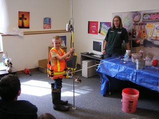 USGS scientists judge a Science Olympiad event.