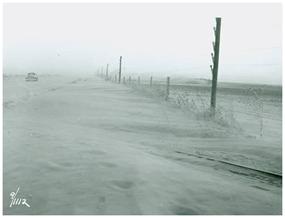 Dust storm near Ogallala, Nebraska in May 1934.