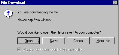 Use the file dialog box to save the file to the local computer.