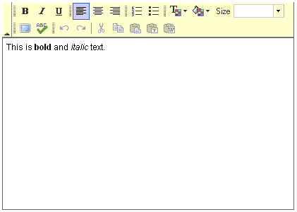 Example box with a toolbar above it, indicating that it's rich text editor. 