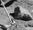 Moon rock and soil sample during collection