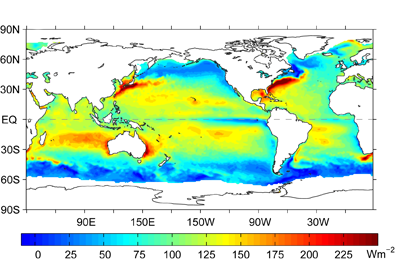 Annual Mean Heat Flux (from Ocean to Atmosphere) in 2010