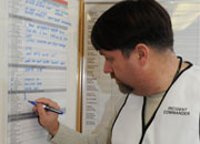 Emergency Manager James Baumann during a recent disaster exercise.