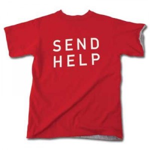 Red t-shirt with logo "Send Help"