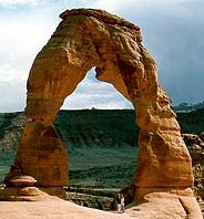 Arch of eroded sandstone. Arches National Park, Utah