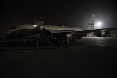 OC-135B Open Skies aircraft on the flight line at Wright Patterson AFB.