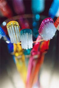 Toothbrushes in glass