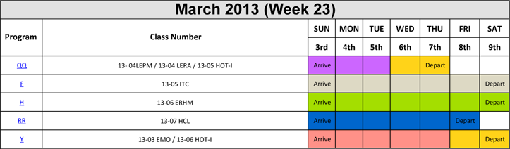 Image: Calendar for week 23, March 3-9, 2013