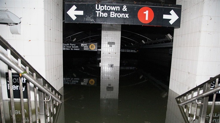 Photograph of South Ferry subway station's submerged entrance