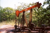 Site B is a small but active oil production site with several pump jacks like this one. A multidisciplinary team of USGS scientists and their partners are studying the long-term and short-term effects of hydrocarbons and the constituents of produced water on the local environment a two sites (A and B) on the shores of Skiatook Lake, Okla.