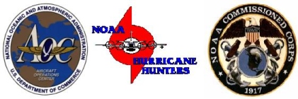 NOAA AOC, Hurricane Hunters, and Corps logos