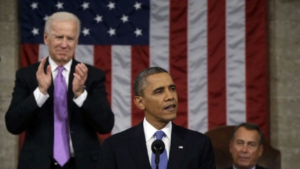 Date: 02/12/2013 Description: Vice President Joe Biden applauds as President Barack Obama gives his State of the Union address during a joint session of Congress on Capitol Hill in Washington, Tuesday Feb. 12, 2013. House Speaker John Boehner of Ohio sits at right.  AP Image/Charles Dharapak