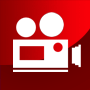 red and white video camera icon