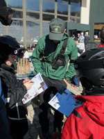 Students interview a snow ranger as a part of the Junior Snow Ranger program.