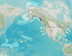 Map of U.S. IOOS Regional Coastal Ocean Observing System providing data