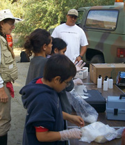 Students prepare to take water samples