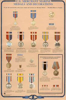 Chart showing all Merchant Marine Medals