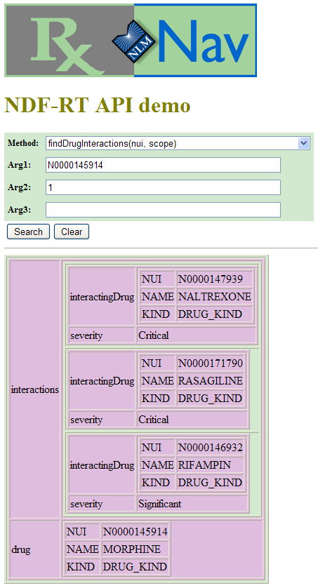 NDF-RT API Client - findDrugInteractions