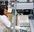 Scientist at lab bench