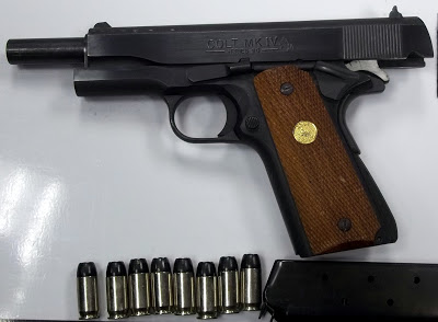 A 45. caliber pistol loaded with seven rounds and a round in the chamber was discovered hidden under the lining of a carry-on bag at Charlotte (CLT).