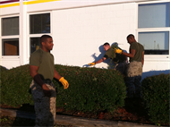 MAG-14 conducted a "field day" which consisted of cleaning up around our building on October 7, 2011. The Marines did a great job and were able to start their holiday weekend a little early. 
