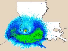 Doppler Radar image of Migratory Birds on the Gulf Coast