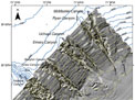 submarine canyons along the continental slope