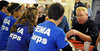 Federal Coordinating Officer Michael Byrne, right, talks to FEMA Corps members aboard the Training Ship Empire State VI, docked on the East River at the foot of the Throgs Neck Bridge in New York, NY, on Dec. 1, 2012. The ship has provided accommodations for volunteers from FEMA Corps and Federal SURGE groups who have come to assist in the recovery efforts for Hurricane Sandy. (FEMA photo by Jocelyn Augustino)