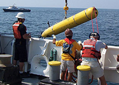 Robotic submersible sent to the oily waters of the Gulf of Mexico in order to collect information about the oil plume.