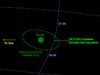 Diagram depicting the passage of asteroid 2012 DA14 through the Earth-moon system on Feb. 15, 2013.