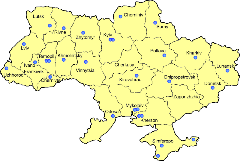 WOA Centers in Ukraine map