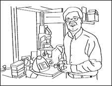 Scientist in lab coloring page