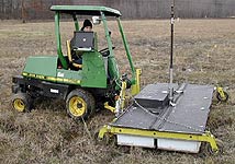 A demonstrator with the Witten CART synthetic-aperture radar system negotiating the Blind Grid Area at Aberdeen Proving Ground, Maryland.