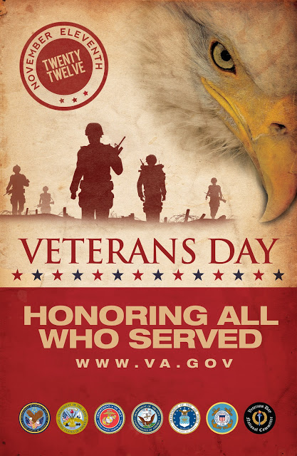 Veterans Day poster. Honering All Who Served.