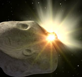 Artisit rendering of impact with asteroid