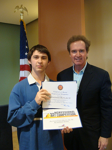 May 7, 2011 - Congressman Higgins with Congressional Art Competition Winner, Alphonso Butlak IV