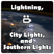 A Space Station view of lightning, city lights, and Southern Lights