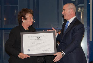 Director Alejandro Mayorkas presents Gerda Weissmann Klein the Outstanding American by Choice (ABC) recognition