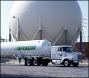 Photo of hydrogen storage and transport at a hydrogen production facility in Niagara Falls, New York.