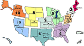 미국 인플루엔자 유사 질환(ILI) 지역별 보고 지도
