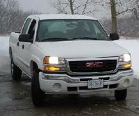 eTech Roush Silverado vehicle running on hydrogen-methane gas