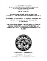 CFDA 84.325/325D FY2013 Grant App: Applications for New Awards: Preparation of Special Education, Early Intervention, & Related Services Leadership Personnel