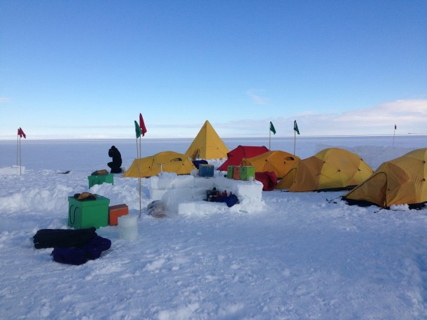 Before workers with NASA's US Antarctic Program are sent out into the field they must first undergo training to help them endure the harsh Antarctic conditions.  Here's a look at their training camp site that was set up on the Ross Ice Shelf ,the largest ice shelf of Antarctica.  (Photo: NASA)