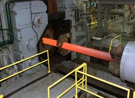 View of the rotary forge in operation